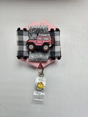 OOAK Handmade Jeep Wrangler Badge Reel Ducked Name Tag Holder Nurse Accessories